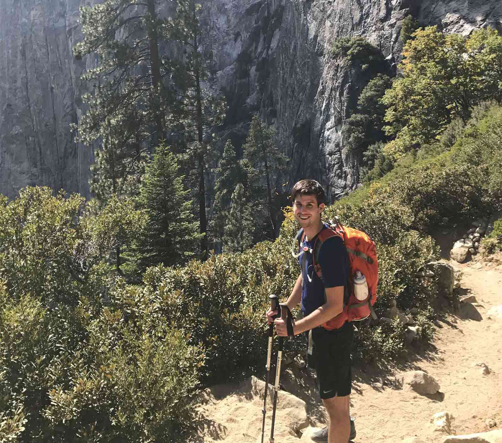 Tristan Mace hiking in Yosemite